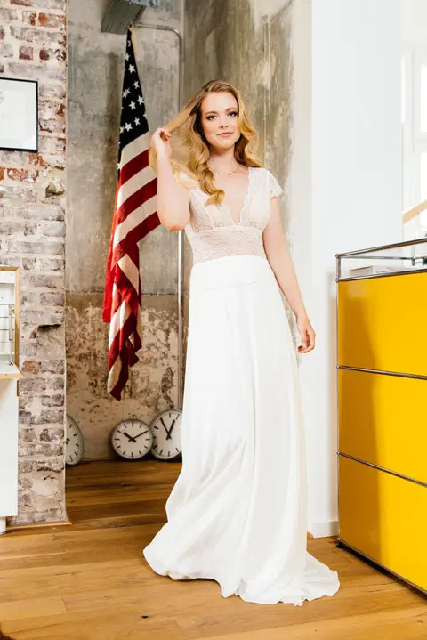Abbey wedding dress by KUESS die BRAUT, A-line, lace