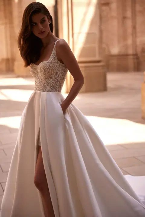 Capri wedding dress by Milla Nova, A-line, mikado