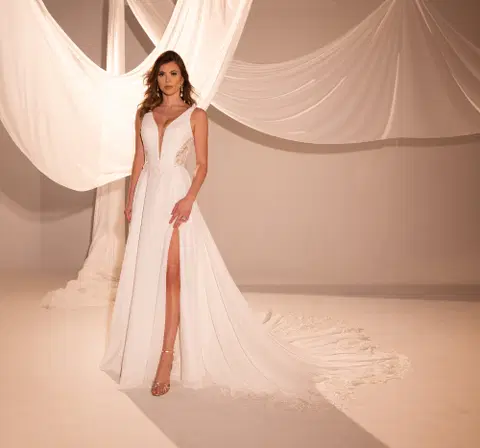 Style RB3225 wedding dress by Rachel Allan, A-line, chiffon