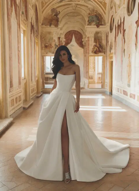 Dottie wedding dress by Pen·Liv, A-line, mikado