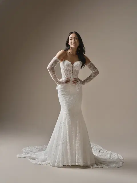 Bellevue wedding dress by Maggie Sottero, mermaid, crepe