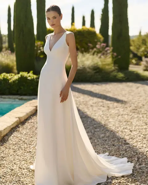Melani Brautkleid von Alma Novia, A-Linie, Crepe