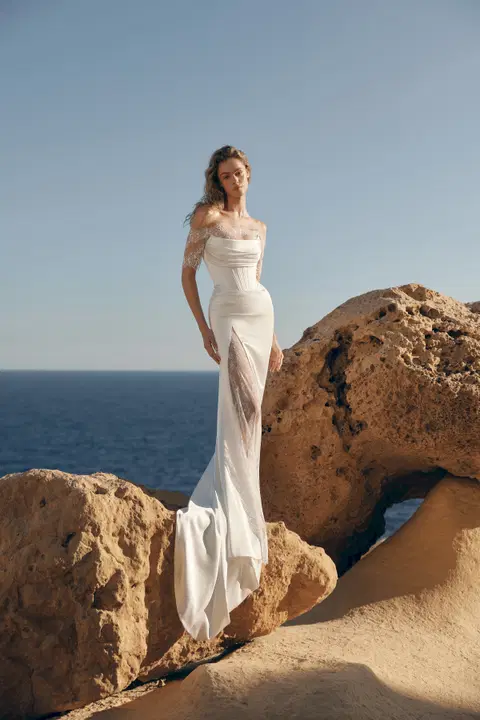 Sevier wedding dress by Eva Lendel, satin, straight