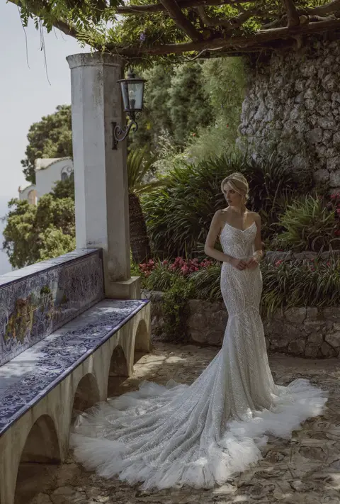 Vincenza 24-009 wedding dress by Ricca Sposa, fit & flare, lace