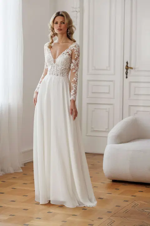Devoni wedding dress by Jarice, A-line, chiffon