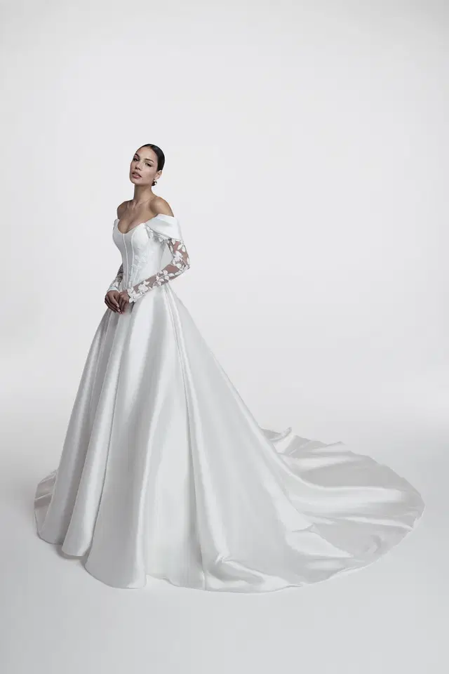 Yvette by Josephine Scott: A-Line silhouette, cat eye neckline, sleeveless, lace