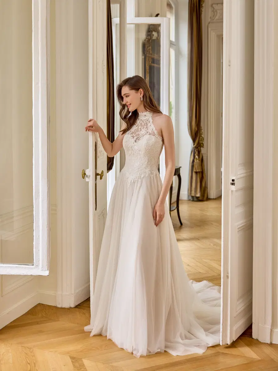 Eloise by Adore: A-Line silhouette, high / halter neckline, sleeveless, tulle