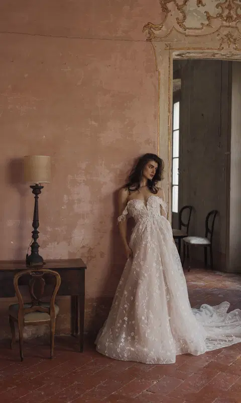 Santo 24-029(2) wedding dress by Love by Ricca Sposa, A-line, lace