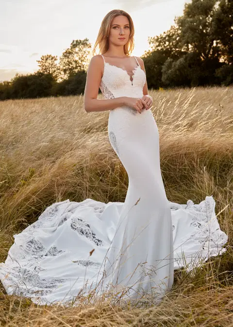 Cameron Diaz wedding dress by Dando London, mermaid, crepe