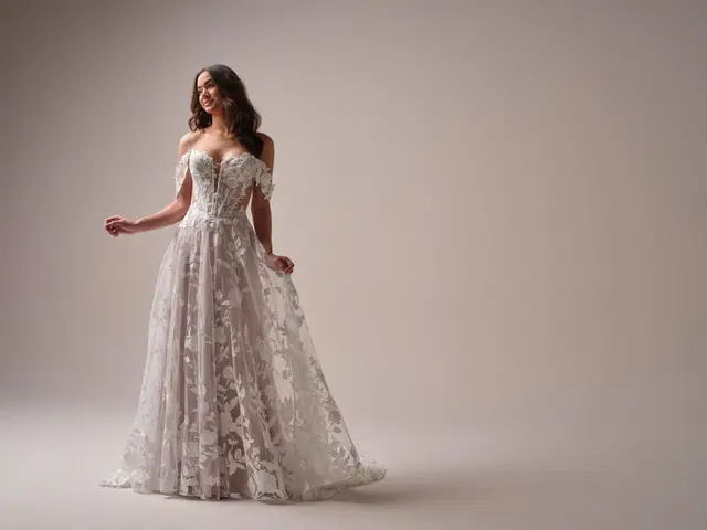 Natalie by Maggie Sottero: A-Line silhouette, sweetheart neckline, sleeveless, lace