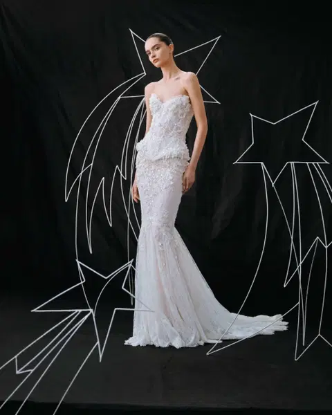 Andromeda corset wedding dress by Milla Nova, A-line, lace