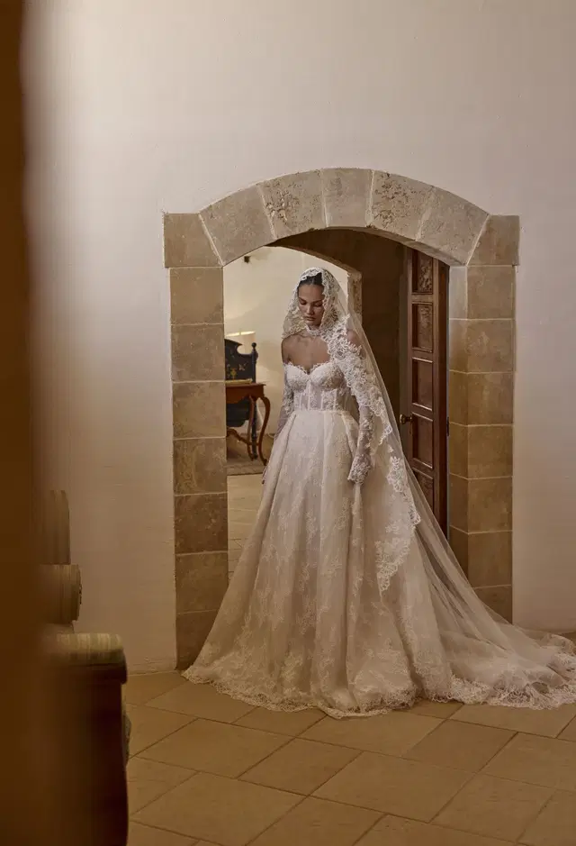 Marianne 25-022 by Ricca Sposa: A-Line silhouette, off-shoulder neckline, long sleeves, lace