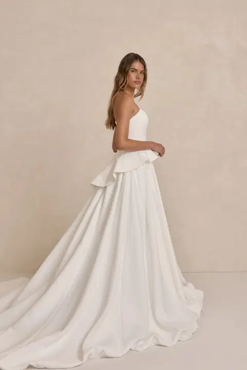 Tanner wedding dress by MWL Bride, A-line, satin