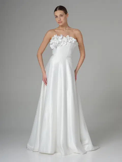 Twyla + Flower wedding dress by Katya Katya London, A-line, mikado