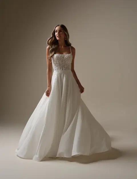 Avery wedding dress by Rebecca Ingram, A-line, chiffon