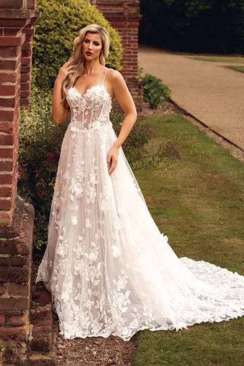 Style DC014B wedding dress by Danielle Couture, A-line, tulle