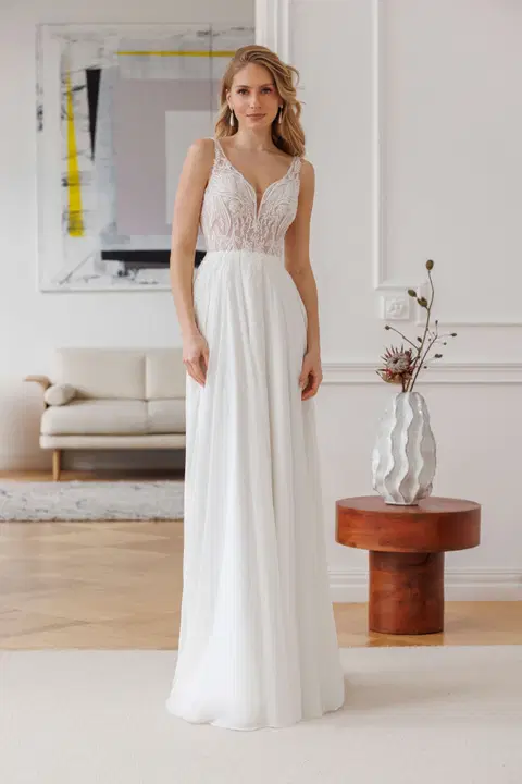 Amara wedding dress by Jarice, A-line, chiffon