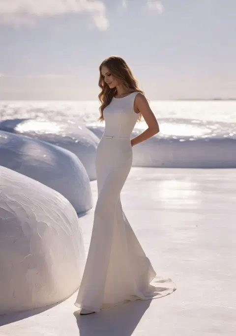G0003 Gemma wedding dress by Galvan Sposa, fit & flare, crepe