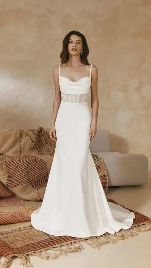 Rosalie wedding dress by Anna Kara, fit & flare, crepe