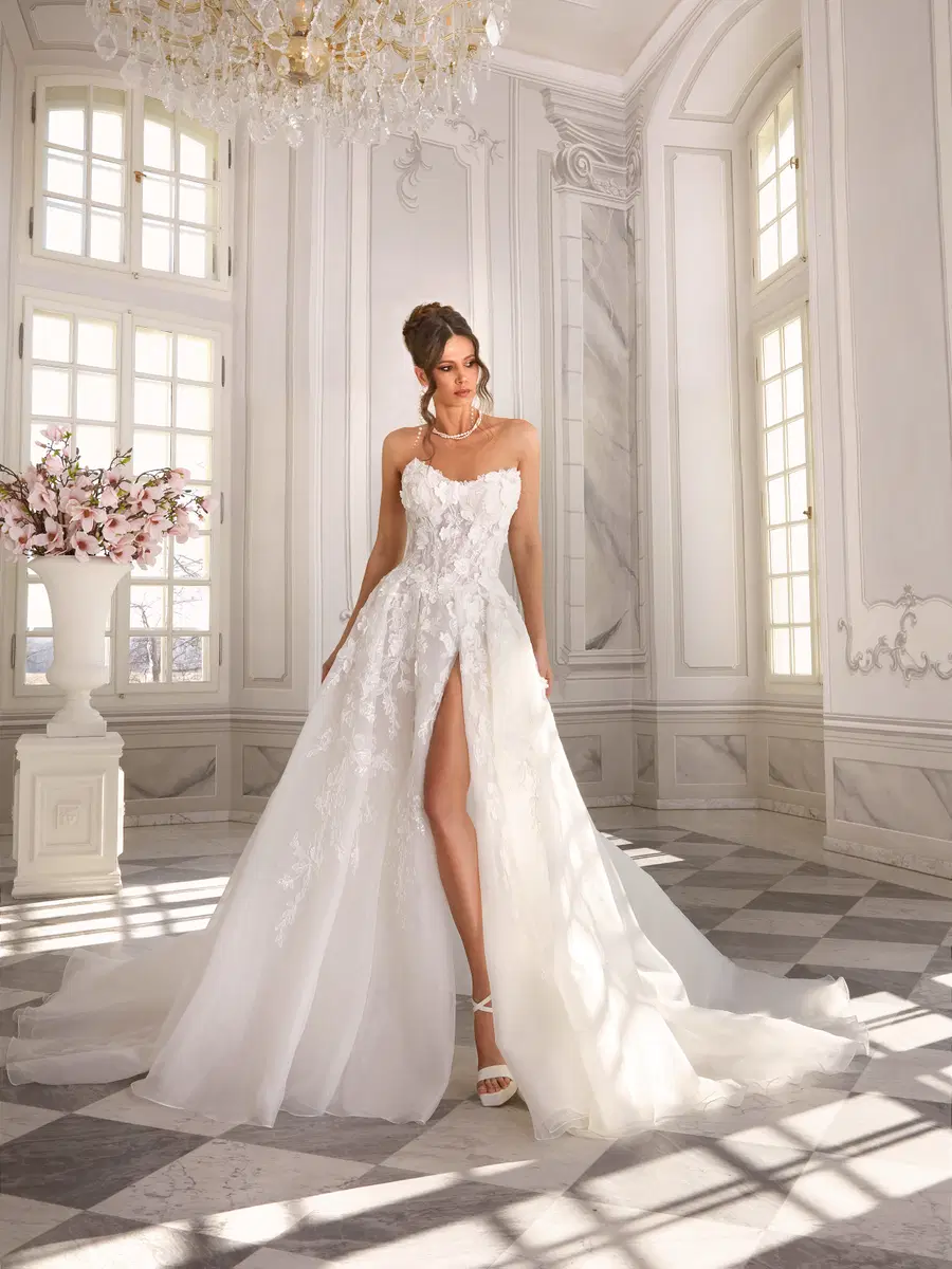 Kara by Vanilla Sposa: Ball Gown silhouette, boat neck neckline, sleeveless, lace