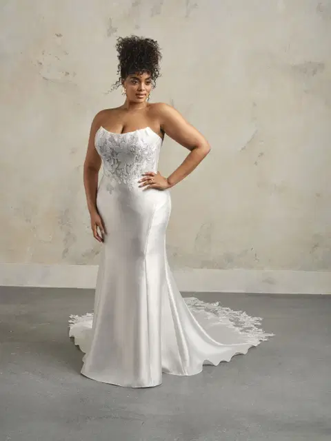 Goldie wedding dress by Rebecca Ingram, fit & flare, lace