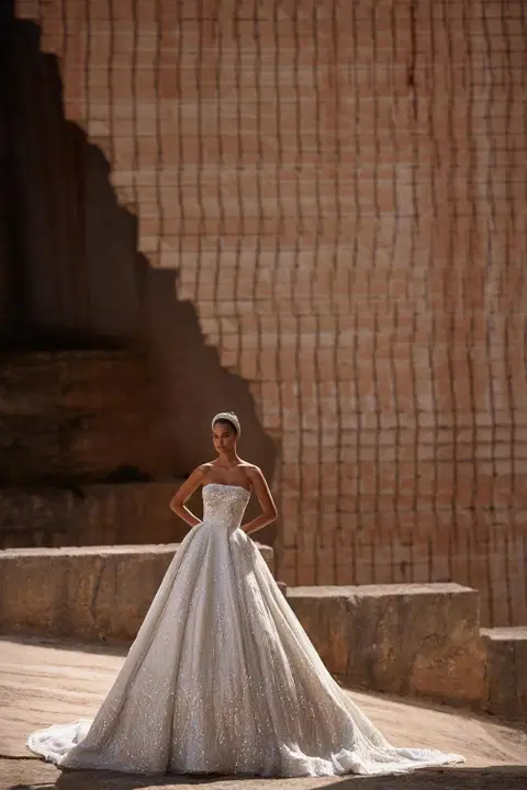 Graziana wedding dress by Milla Nova, princess, glittery fabric