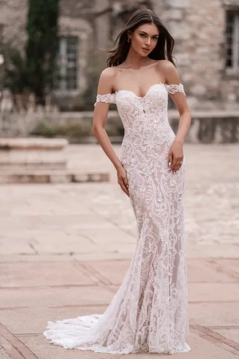 Style A1306 wedding dress by Allure Bridals, trumpet, lace