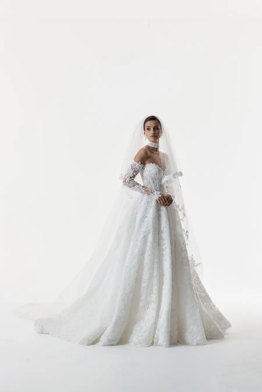 Adelaide by Josephine Scott: A-Line silhouette, sweetheart neckline, separate sleeves, lace