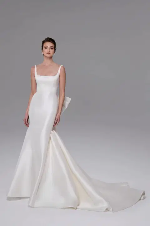 B26233 Darcy wedding dress by Calla Blanche, trumpet, satin
