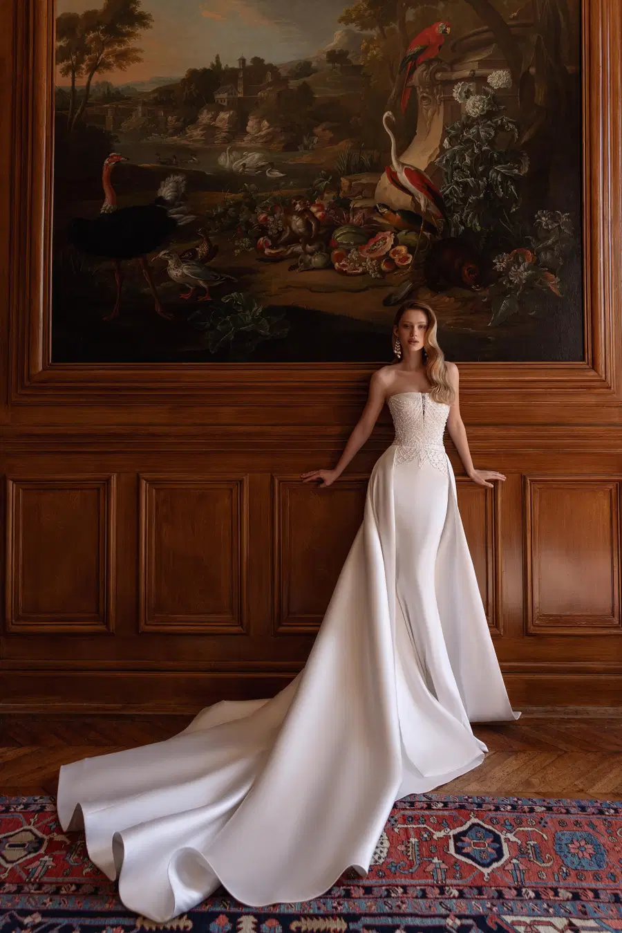 Saina by Maks Mariano: Mermaid silhouette, straight neckline, sleeveless, mikado