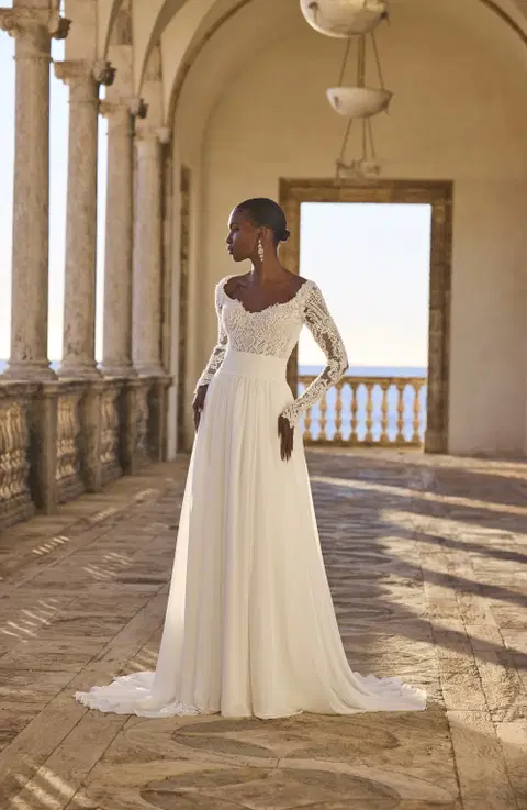 Hiraia wedding dress by Veni Infantino, A-line, chiffon