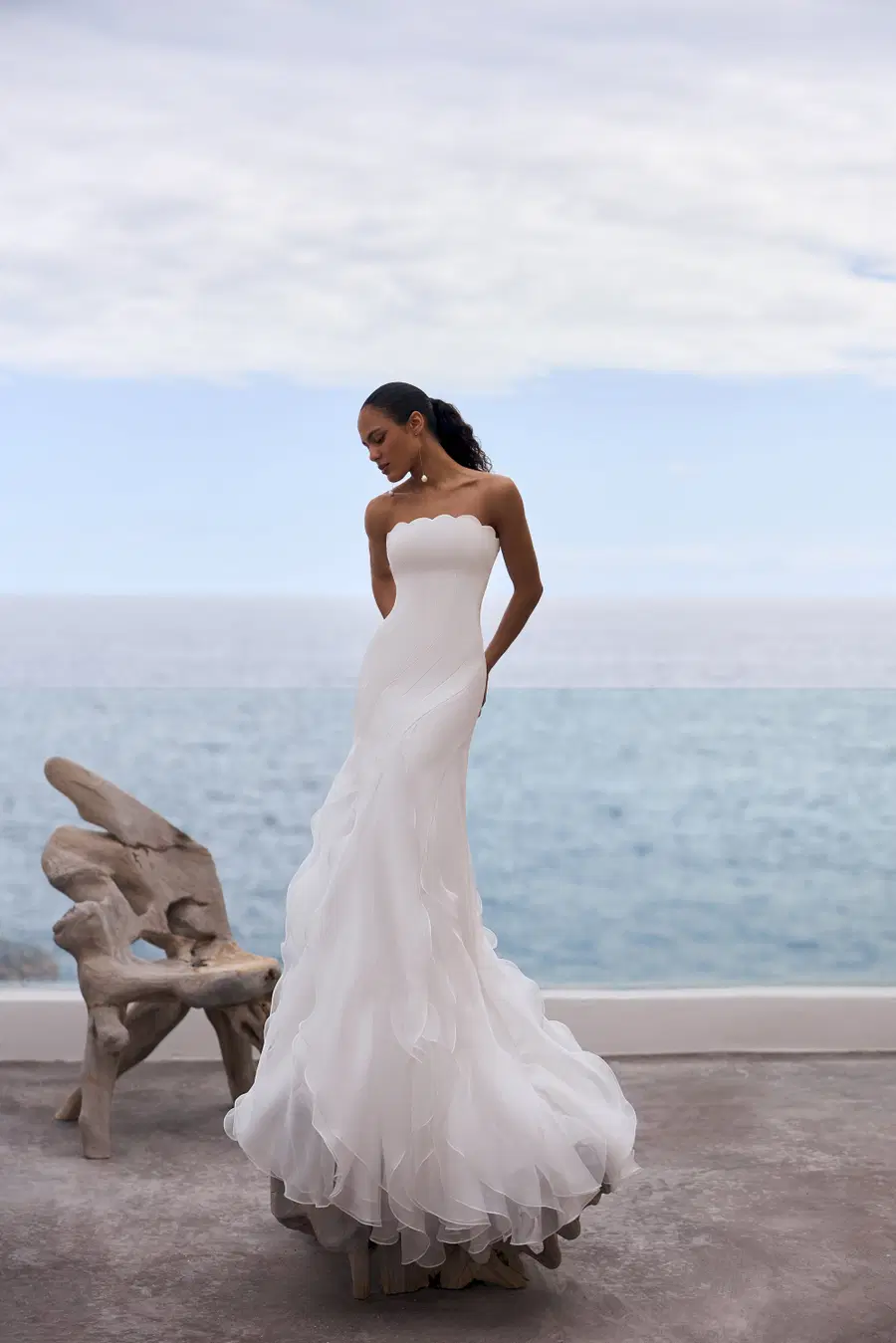 Hidden Pearl by Liretta: Trumpet silhouette, crepe