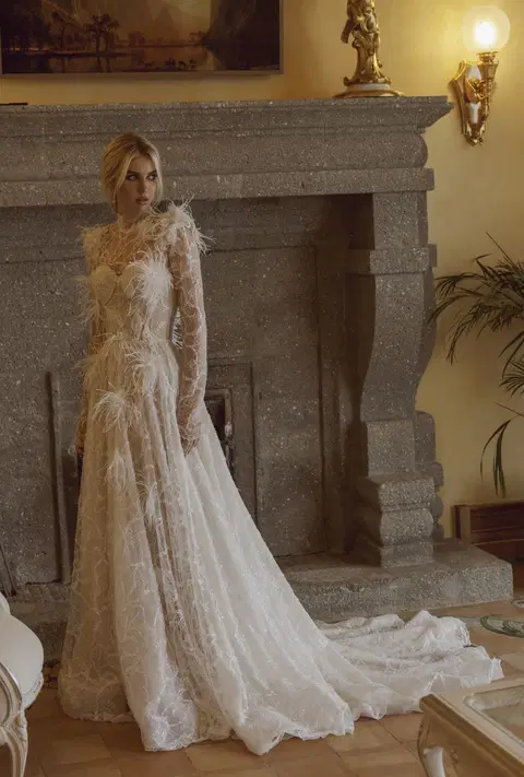 Massimo 24-008 wedding dress by Ricca Sposa, A-line, embroidery