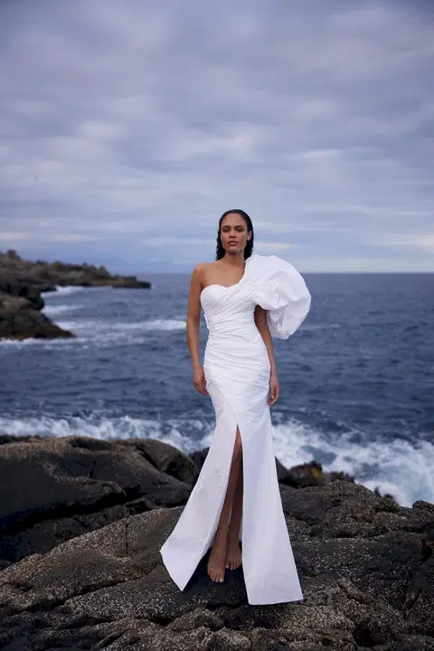 Drifting Star wedding dress by Liretta, mermaid, taffeta