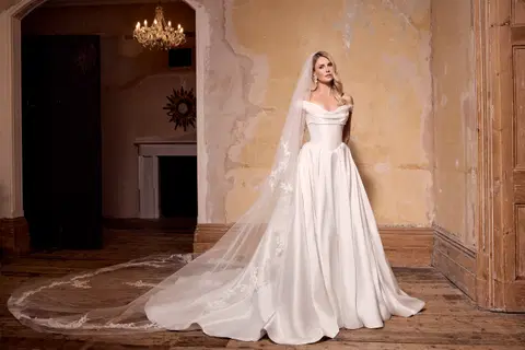 Celeste wedding dress by Josephine Scott, ball gown, mikado