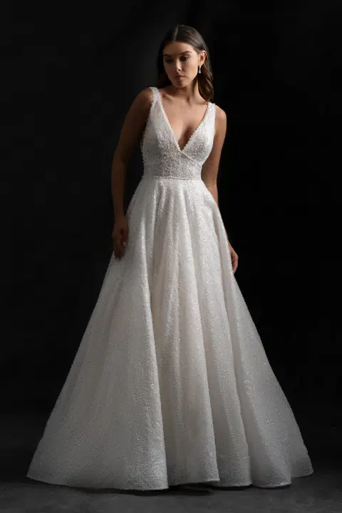 Style C771 wedding dress by Allure Couture, A-line, tulle
