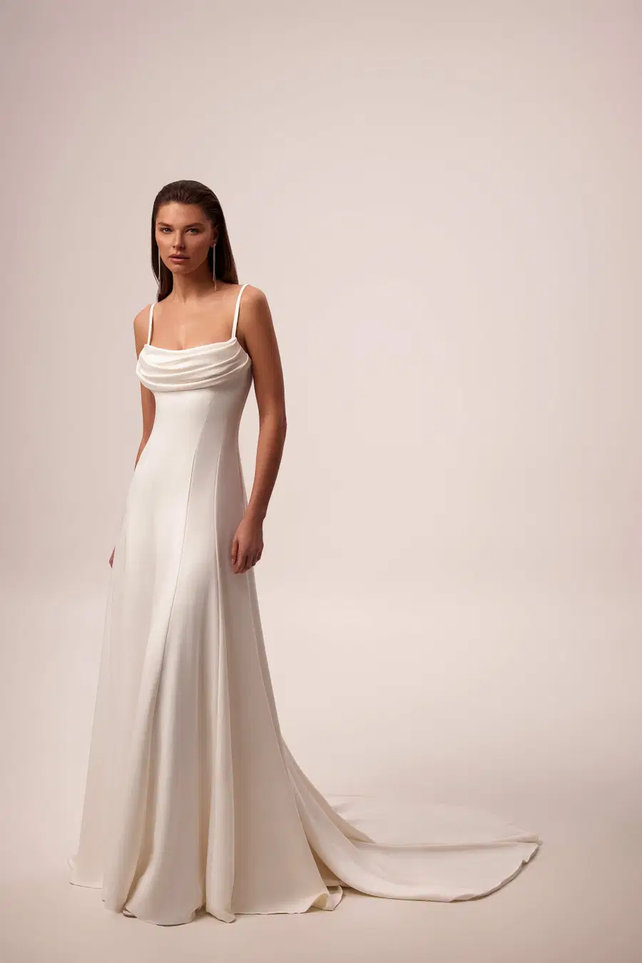 Francine by Milla Nova: Straight silhouette, straight neckline, sleeveless, stretch satin