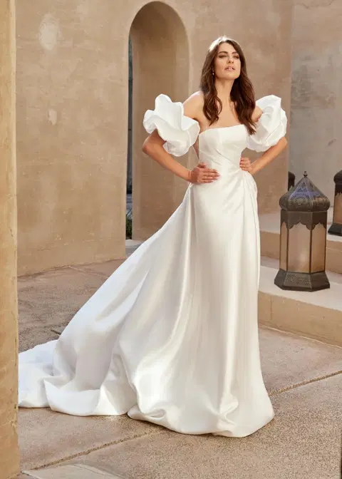 Camelia wedding dress by Dando London, ball gown, mikado