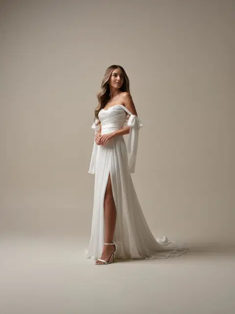 Melody wedding dress by Rebecca Ingram, A-line, chiffon