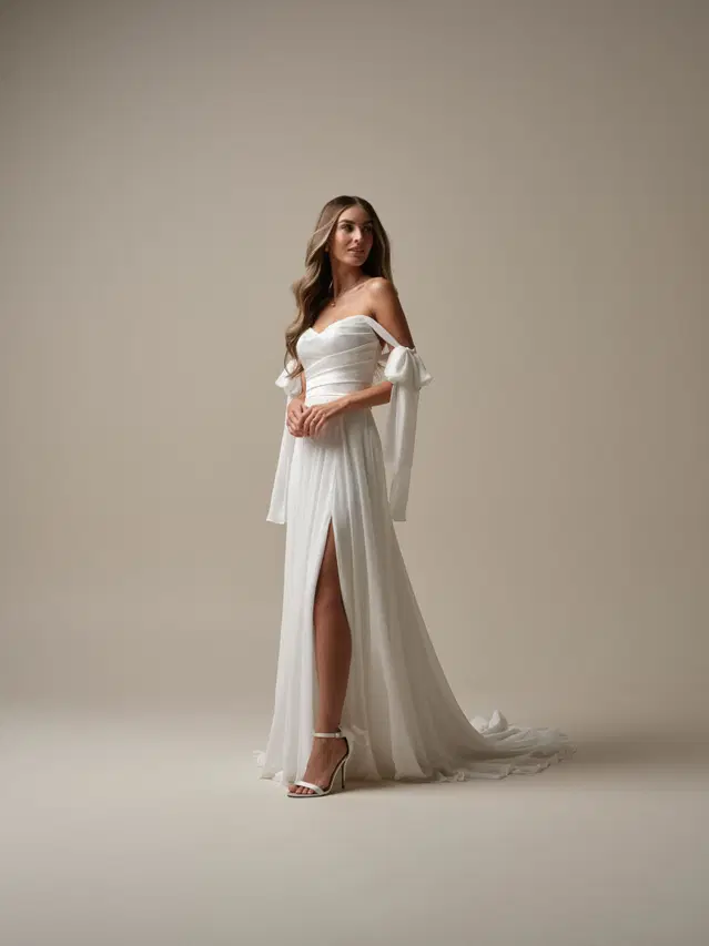 Melody by Rebecca Ingram: A-Line silhouette, sweetheart neckline, sleeveless, chiffon