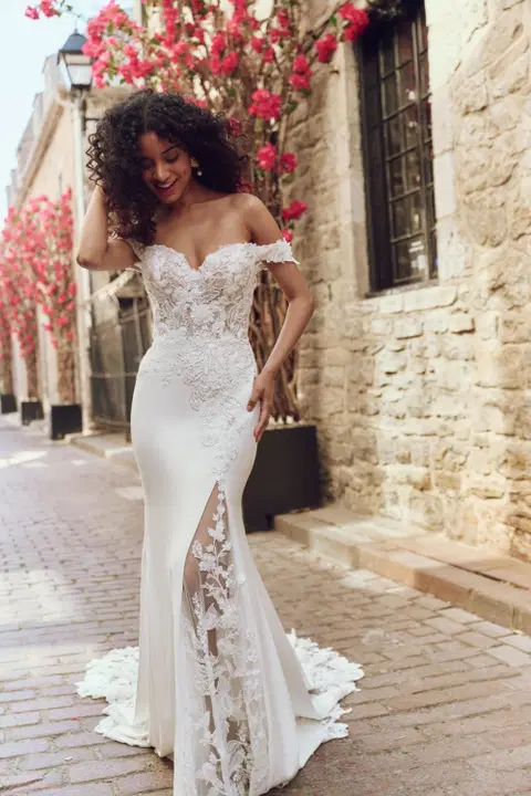 Adeline wedding dress by Rebecca Ingram, mermaid, crepe