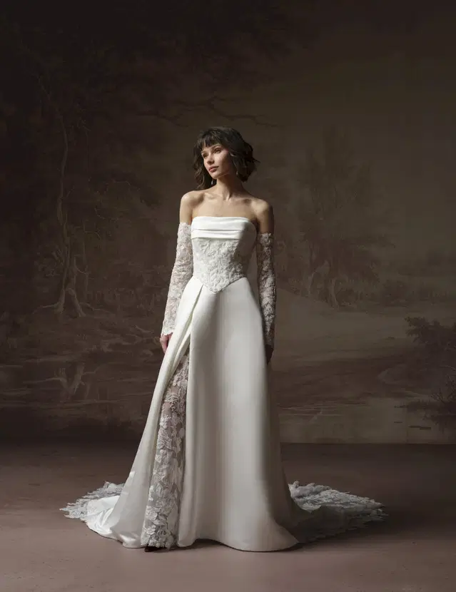 WISTERIA by Maggie Sottero: A-Line silhouette, detachable sleeves, lace