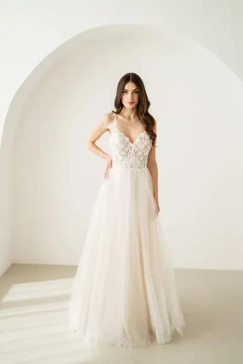 Ariel wedding dress by Esther Hofmann, A-line, lace