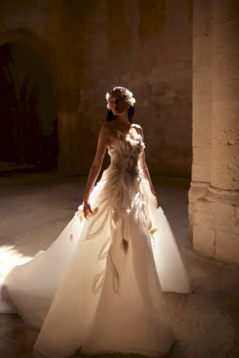 Ginette Leclerc wedding dress by Innocentia Divina, ball gown, organza