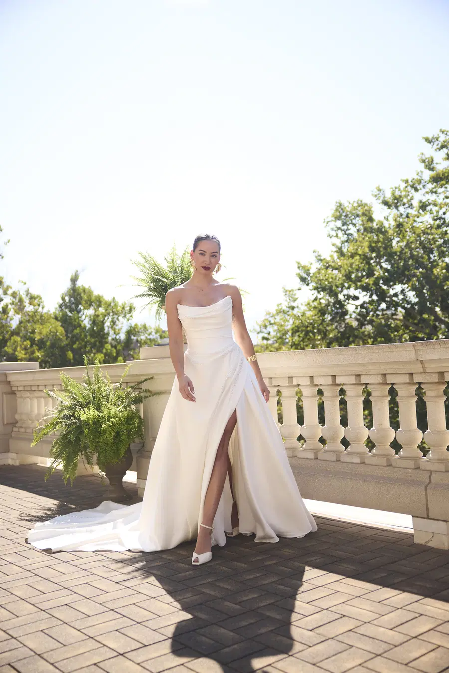 Kincaid by Sottero & Midgley: Ball Gown silhouette, cat eye neckline, satin