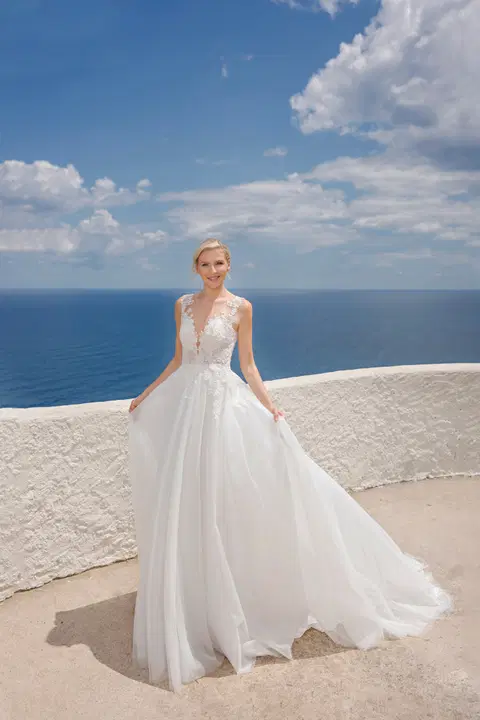 Style B2410 wedding dress by Amera Vera, A-line, tulle
