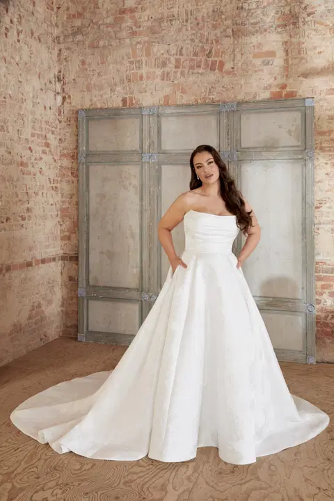 Style 44513 wedding dress by Sincerity Bridal, A-line, brocade