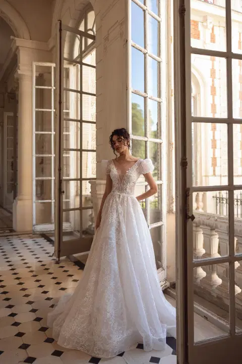 Alexa wedding dress by Ella Novia, A-line, lace