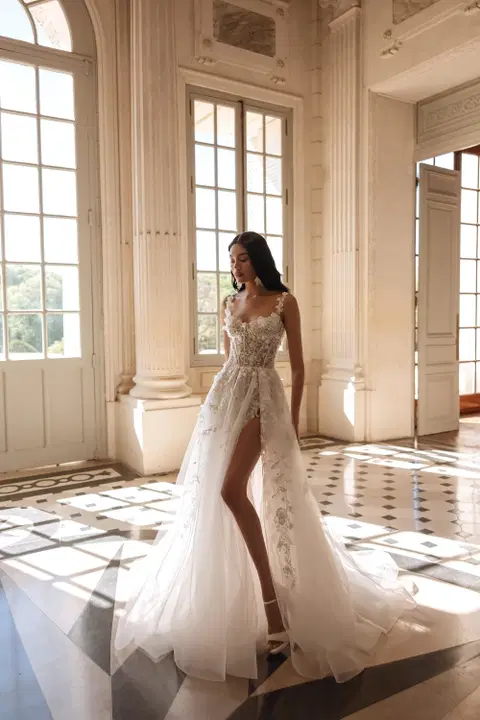 Thekla wedding dress by Ella Novia, A-line, lace