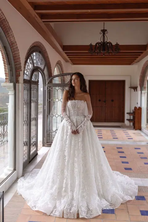 Vesper wedding dress by Tina Valerdi, ball gown, lace